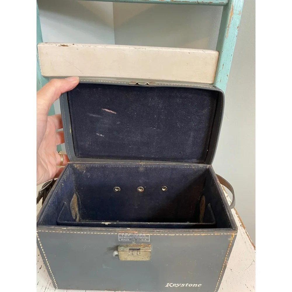 Vintage Keystone Camera Case Gray Hard Shell Carrying Bag with Strap 8